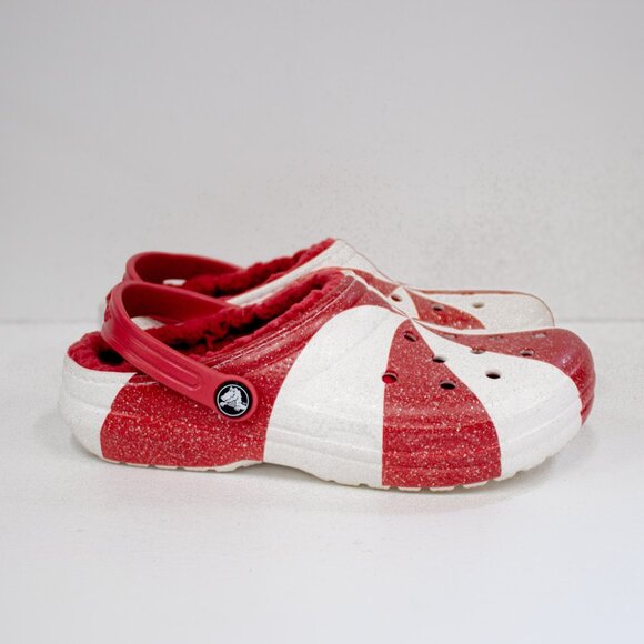 Crocs Kids Classic Holiday Lined Clogs Candy Cane Size Juniors 4 - Picture 3 of 9